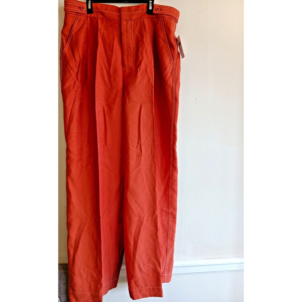 Anthropologie Womens Size 14 Orange Pleated High Rise Trousers Dress Pants NWT
